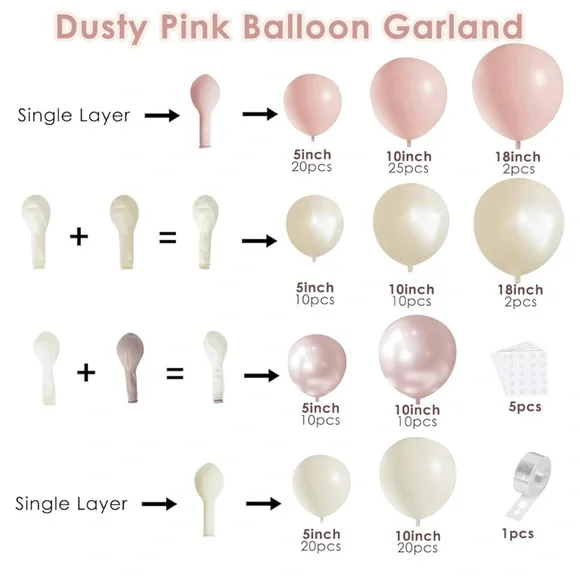Boho Dusty Pink Balloon Arch Garland Kit 135Pcs Neutral Pink White Sand Ivory - Picture 2 of 3